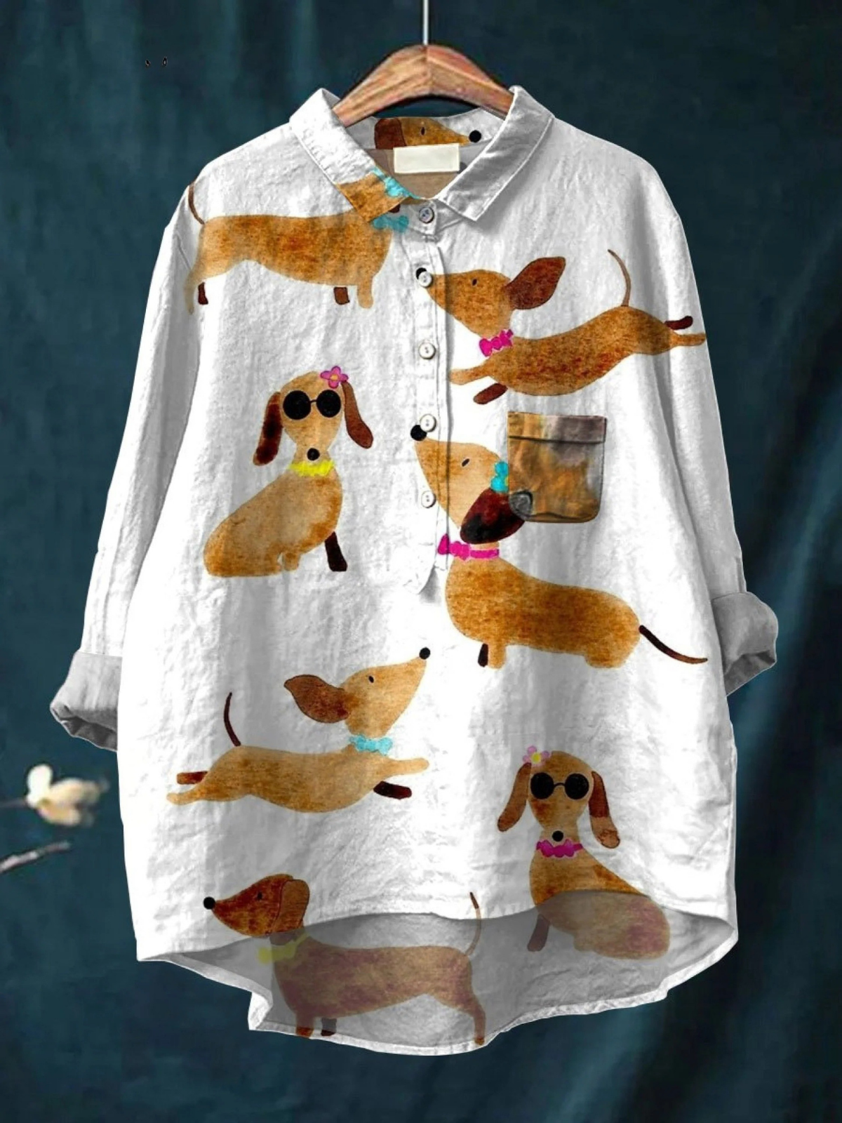 Capucine | Blouse décontractée à imprimé artistique chien