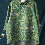 Capucine | Blouse décontractée à imprimé floral et animalier vintage