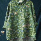 Capucine | Blouse décontractée à imprimé floral et animalier vintage