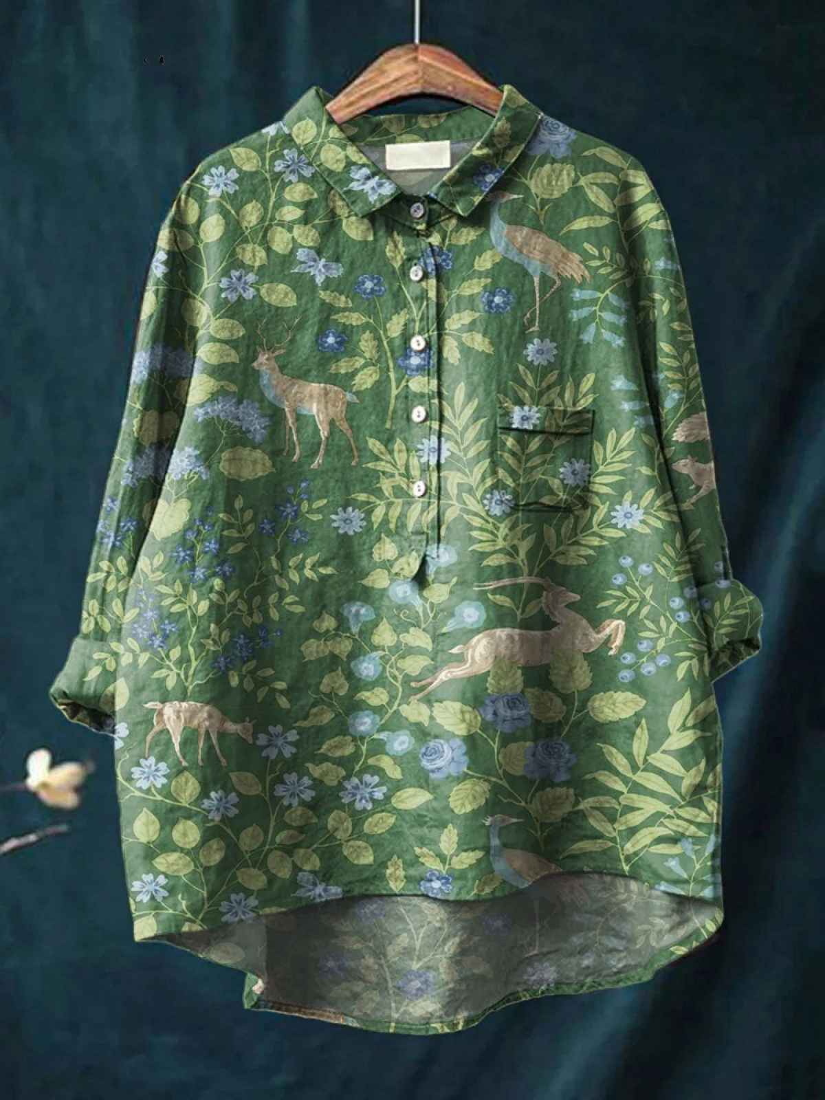 Capucine | Blouse décontractée à imprimé floral et animalier vintage