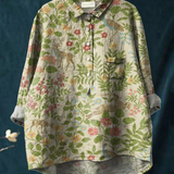 Capucine | Blouse décontractée à imprimé floral et animalier vintage