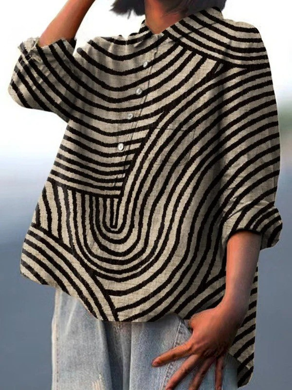 Capucine | Blouse décontractée à imprimé lignes circulaires
