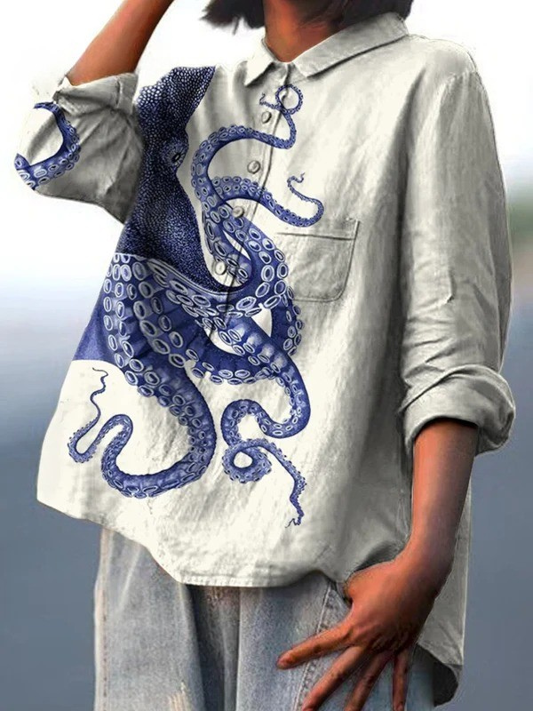 Capucine | Blouse décontractée à imprimé tentacules de poulpe