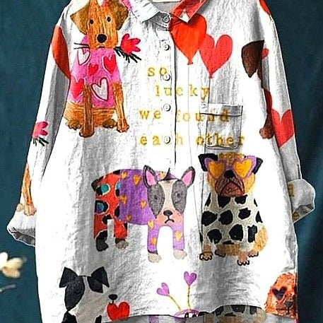 Capucine | Blouse fantaisie à imprimé cœurs et animaux