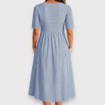Cecily | Robe midi rayée à boutons et poches