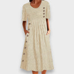 Cecily | Robe midi rayée à boutons et poches