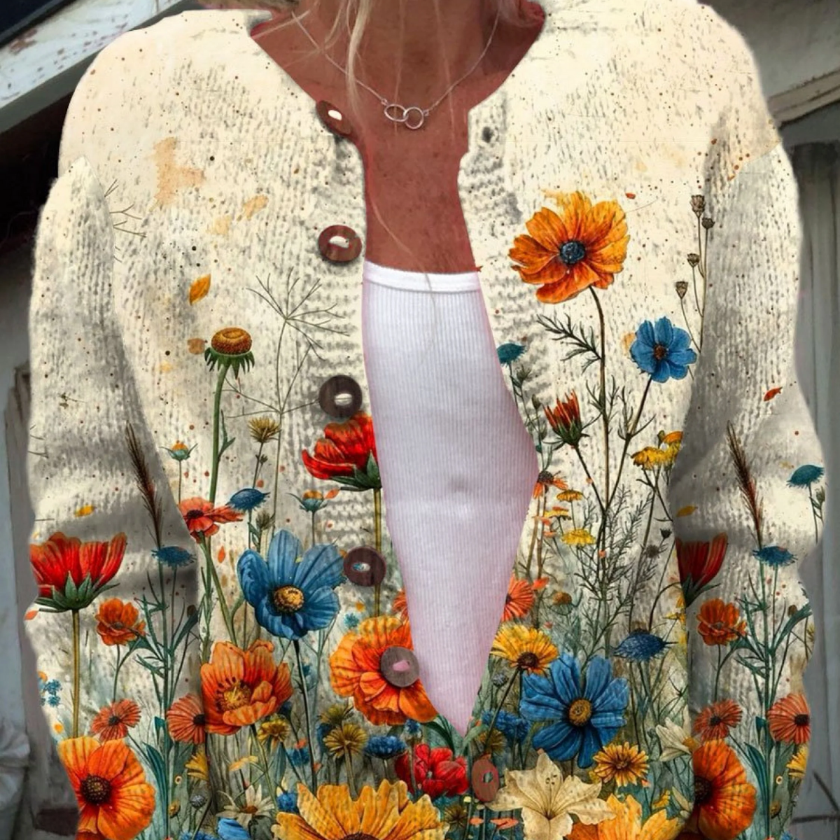 Bronwen | Cardigan à fleurs sauvages vives