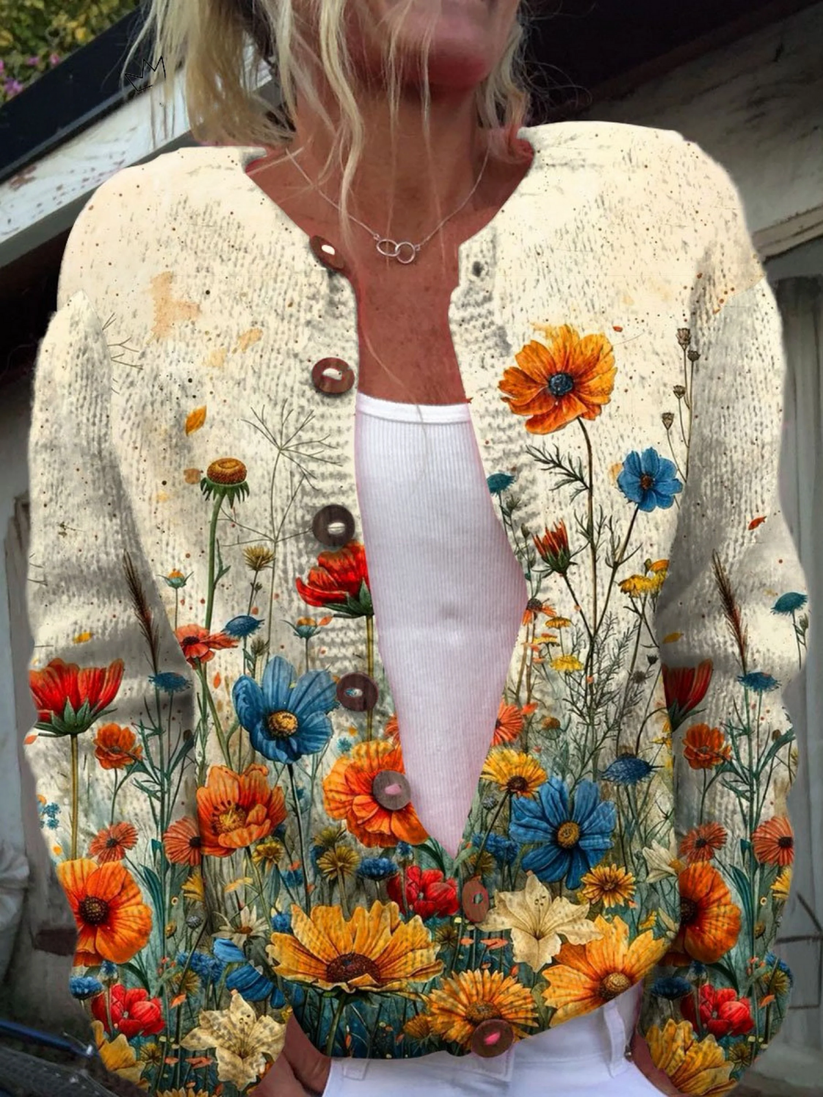 Bronwen | Cardigan à fleurs sauvages vives
