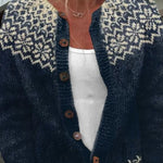 Fenella | Cardigan bleu marine à motif flocons de neige