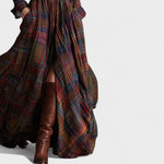 Clara | Robe longue ceinturée à motif tartan