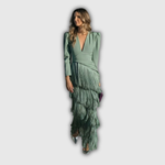 Clara | Robe longue élégante à manches longues et franges