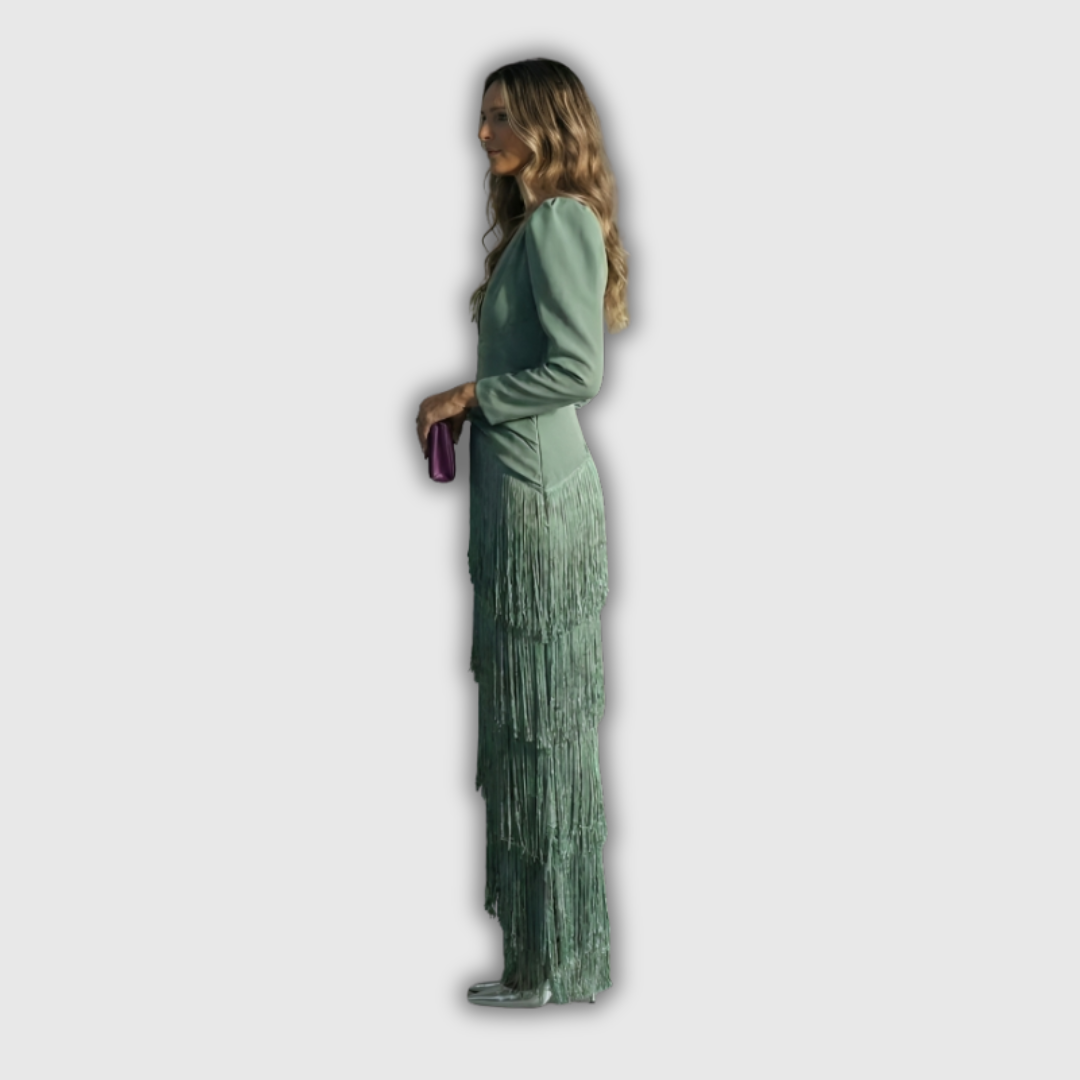 Clara | Robe longue élégante à manches longues et franges