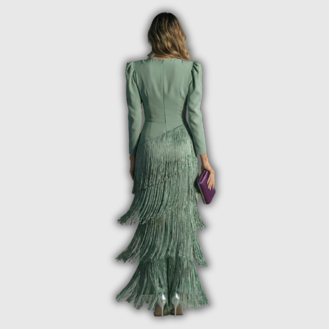Clara | Robe longue élégante à manches longues et franges