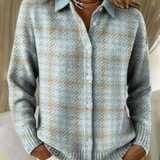 Clara | Tricot boutonné à carreaux bleu ciel
