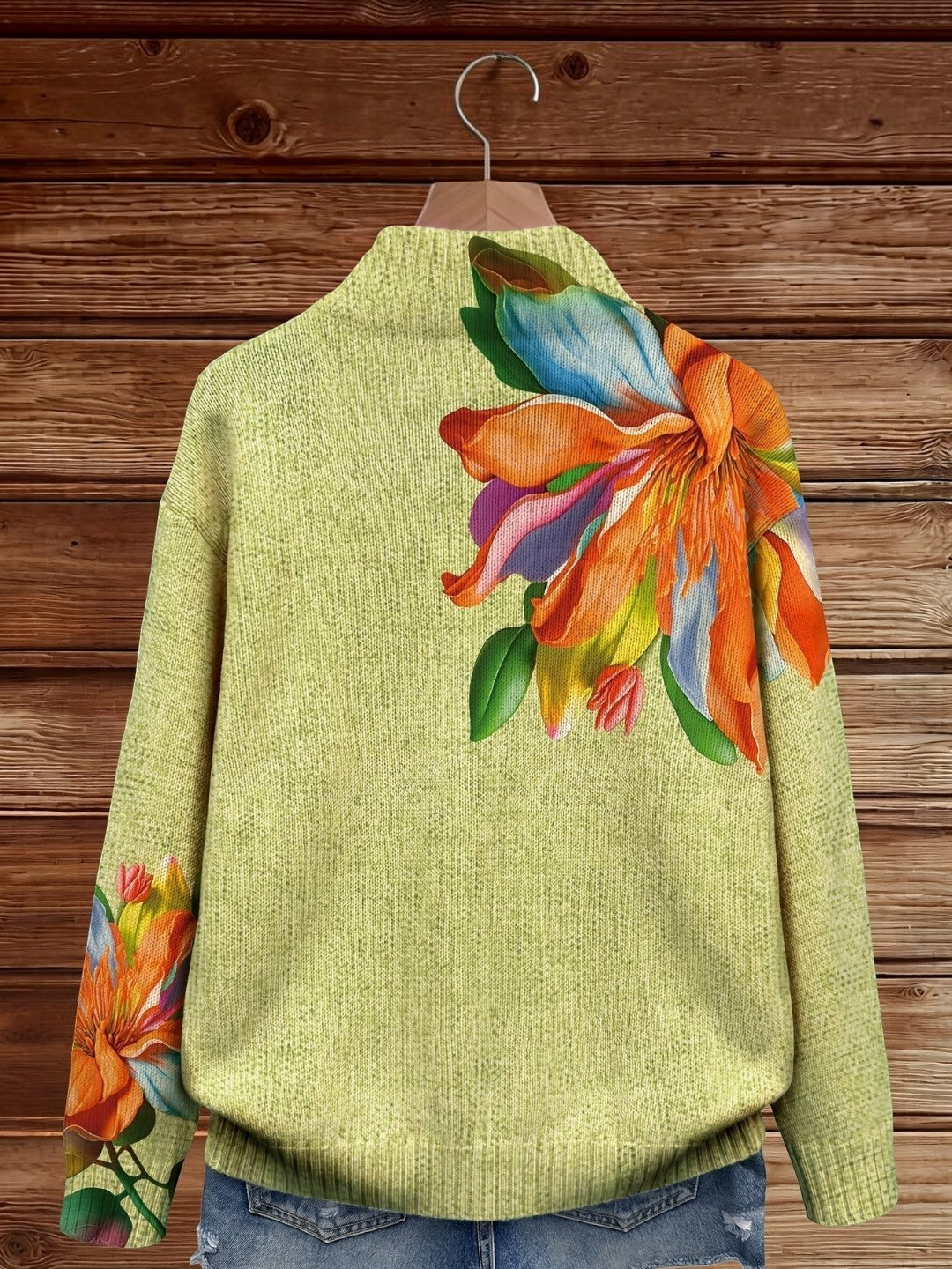 Claudie | Cardigan à motif de lys coloré