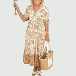 Constance | Robe midi fleurie à bordure imprimée et ourlet à volants