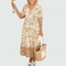 Constance | Robe midi fleurie à bordure imprimée et ourlet à volants