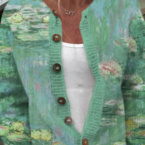 Hyacinth | Cardigan vert à imprimé nénuphars