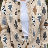 Delyth | Cardigan à imprimé chat