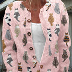 Delyth | Cardigan à imprimé chat