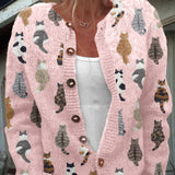 Delyth | Cardigan à imprimé chat