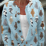Delyth | Cardigan à imprimé chat