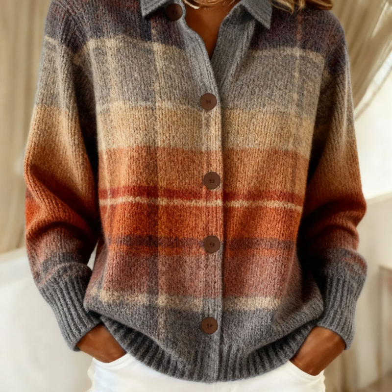 Edith | Cardigan à carreaux dégradé d'automne
