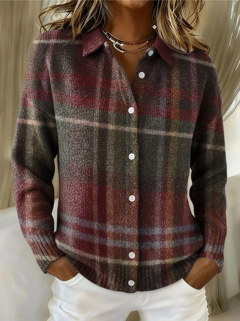Eleanor | Cardigan tricot à carreaux classique