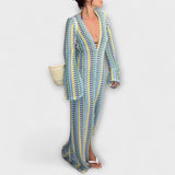 Elina – Robe longue à col en V, esprit vacances