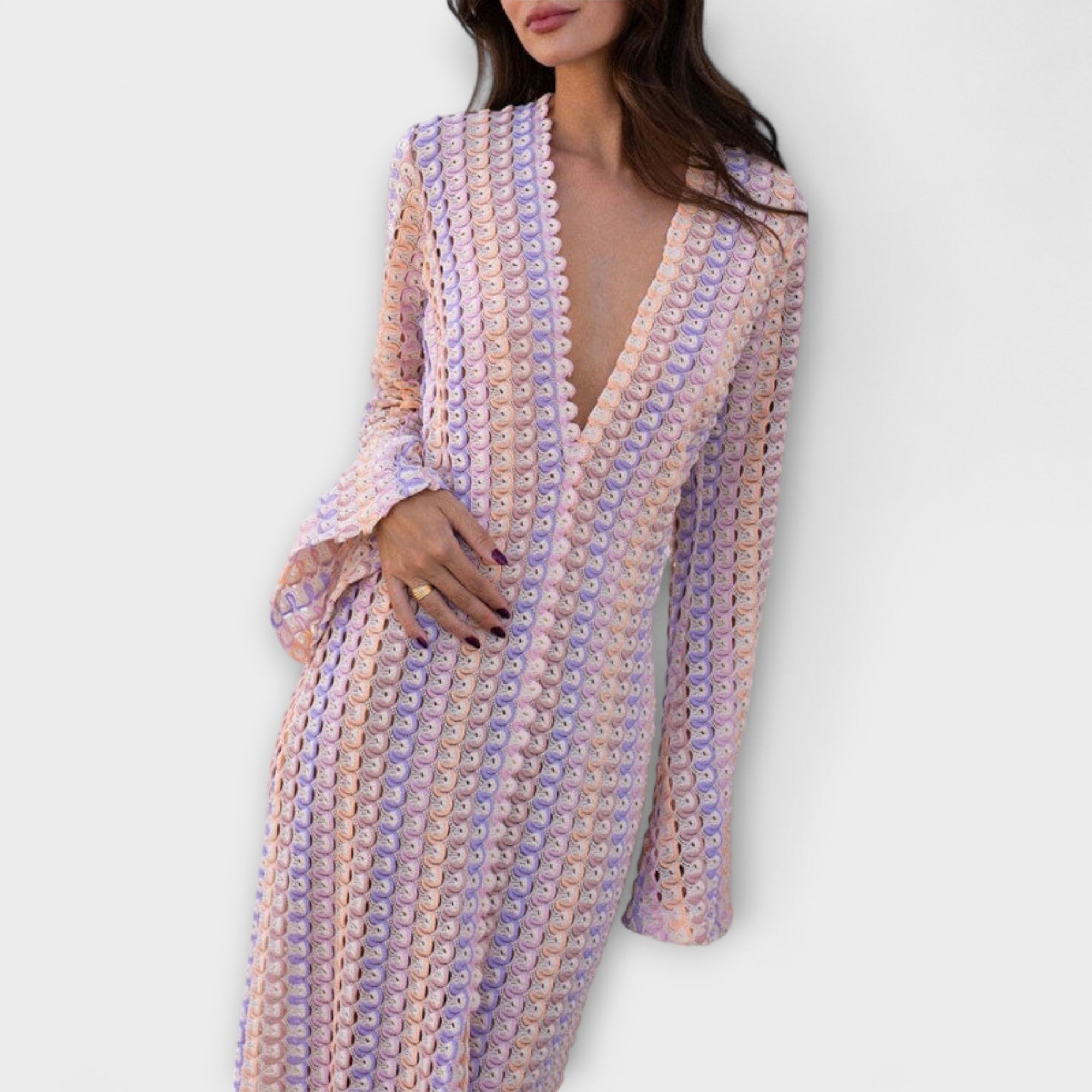 Elina – Robe longue à col en V, esprit vacances