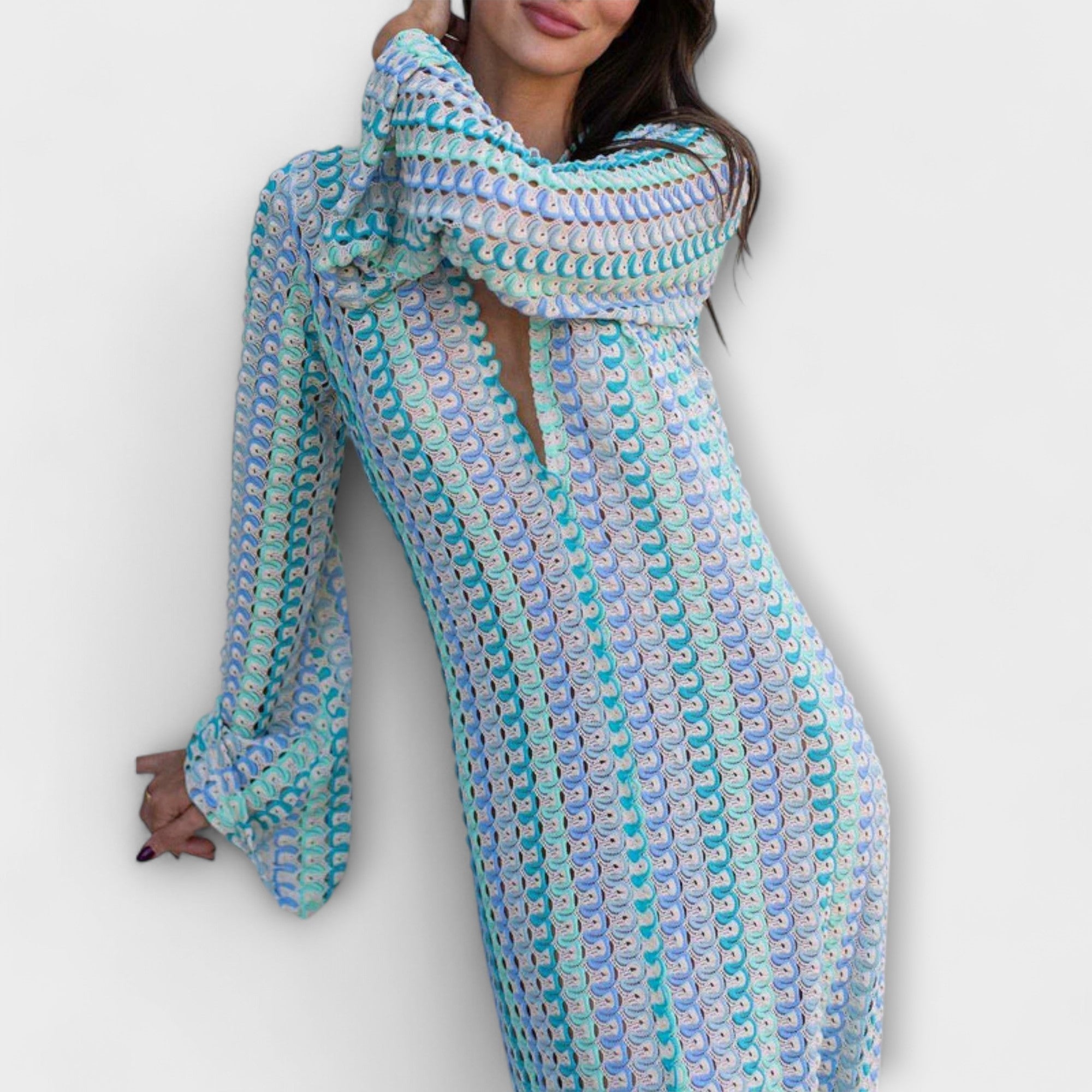 Elina – Robe longue à col en V, esprit vacances
