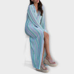 Elina – Robe longue à col en V, esprit vacances