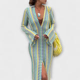 Elina – Robe longue à col en V, esprit vacances