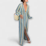 Elina – Robe longue à col en V, esprit vacances