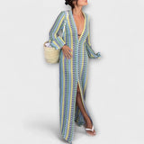 Elina – Robe longue à col en V, esprit vacances
