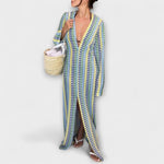 Elina – Robe longue à col en V, esprit vacances