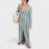 Elina – Robe longue à col en V, esprit vacances