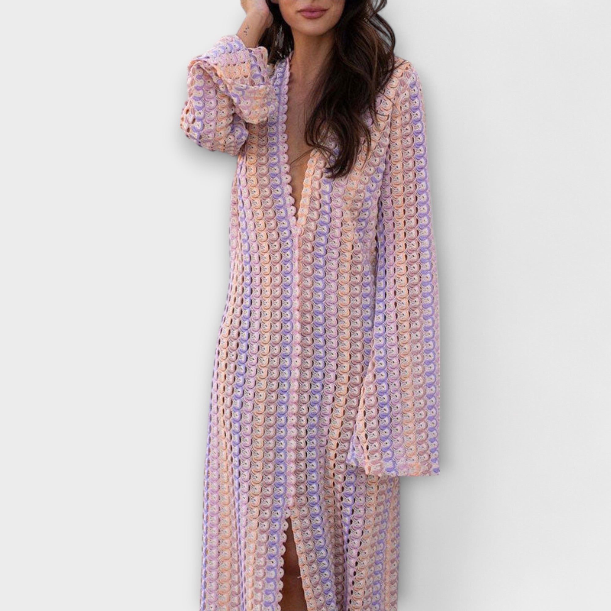 Elina – Robe longue à col en V, esprit vacances