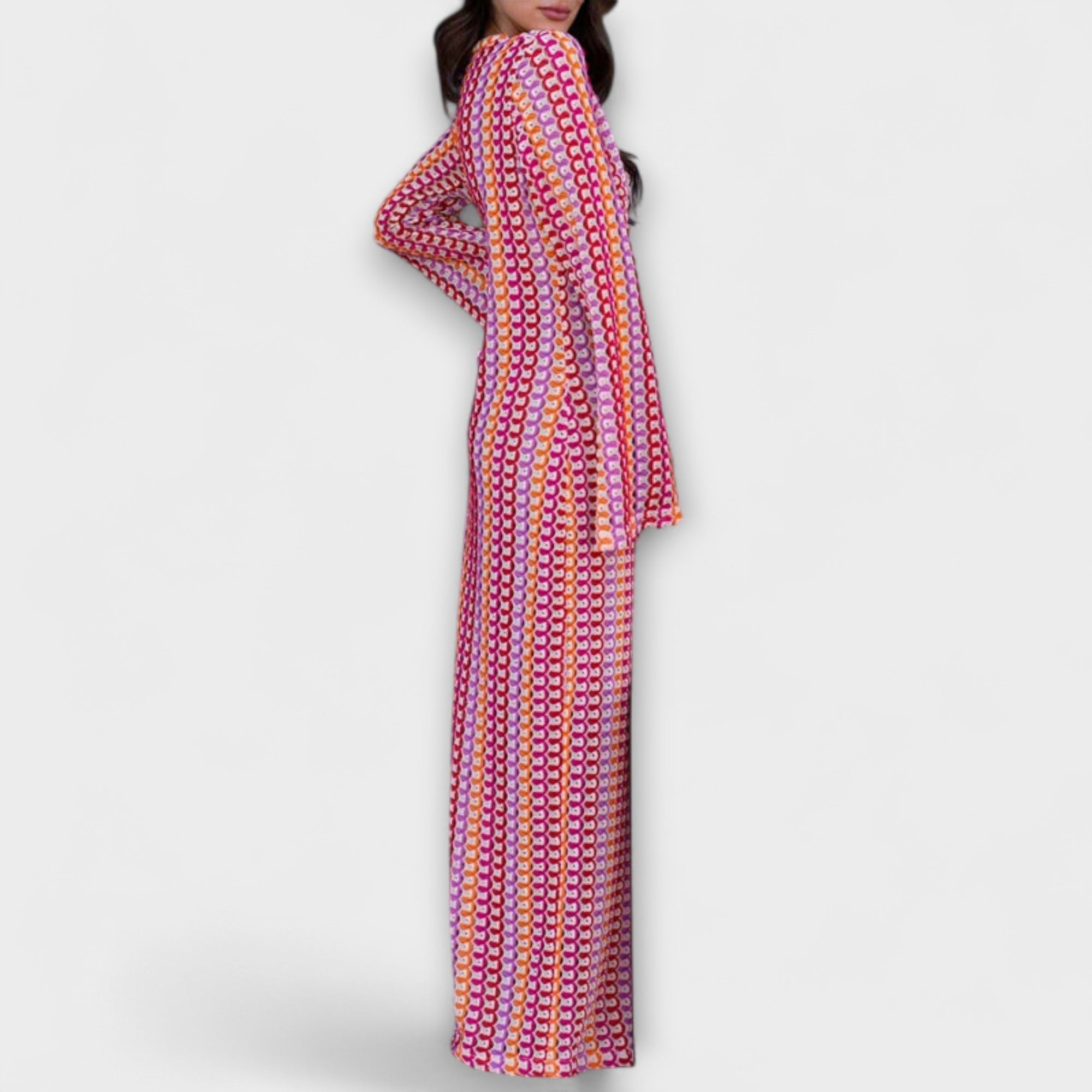 Elina – Robe longue à col en V, esprit vacances