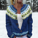 Elsa | Cardigan nordique bleu alpin