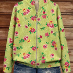 Émeline | Cardigan vert à motif floral
