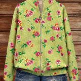 Émeline | Cardigan vert à motif floral