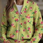 Émeline | Cardigan vert à motif floral
