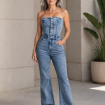 Evie - Salopette en denim sans bretelles