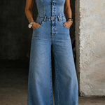 Evie - Salopette en denim sans bretelles