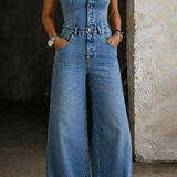 Evie - Salopette en denim sans bretelles