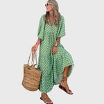 Fleur | Robe longue décontractée à volants et manches kimono