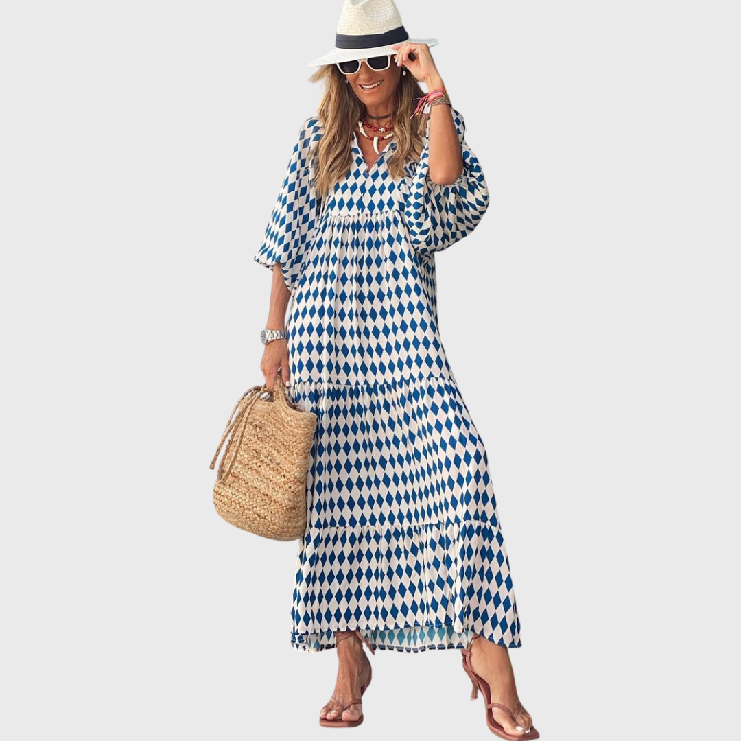 Fleur | Robe longue décontractée à volants et manches kimono