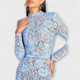 Freya – Robe midi élégante en dentelle fleurie