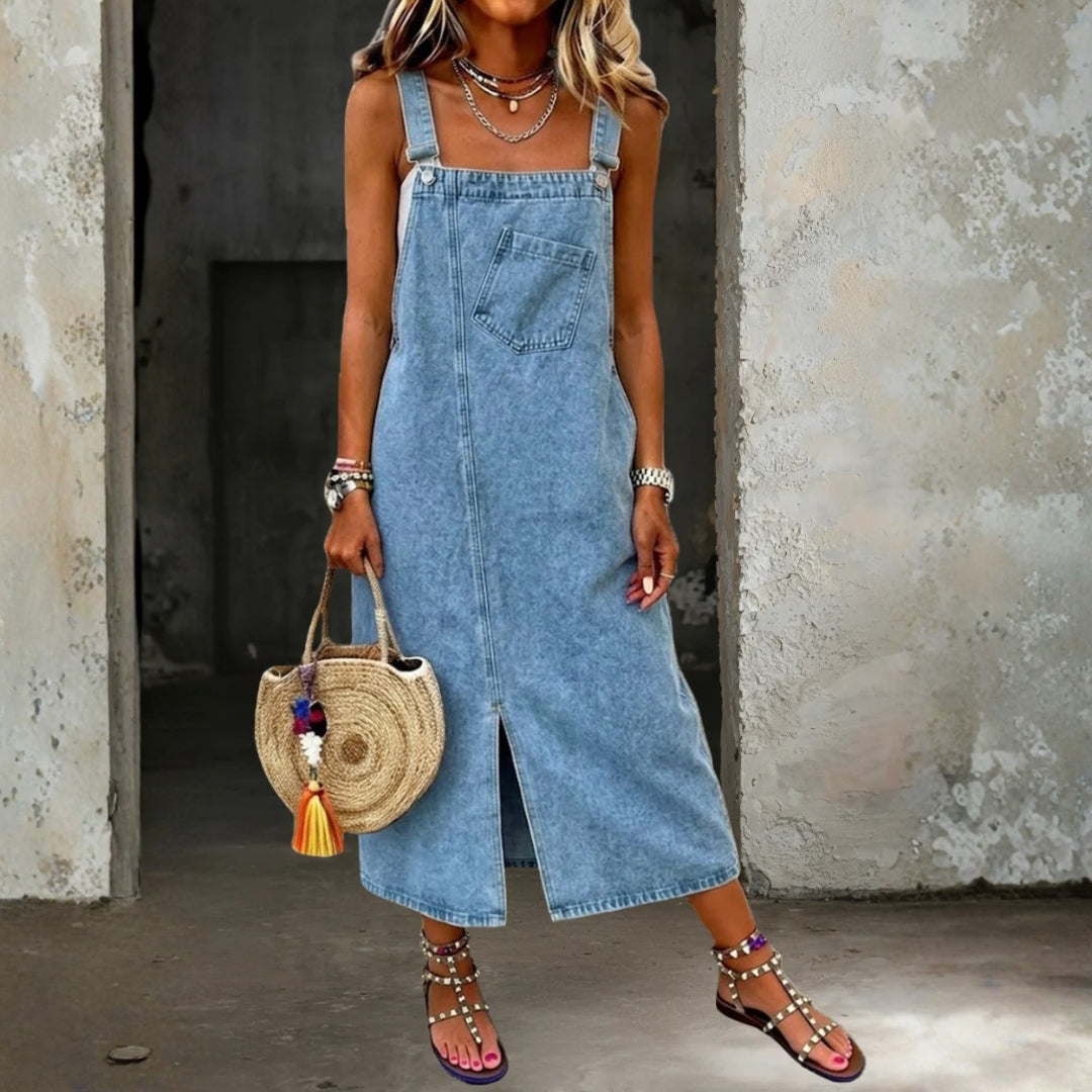 Georgia - Robe chasuble en denim décontractée